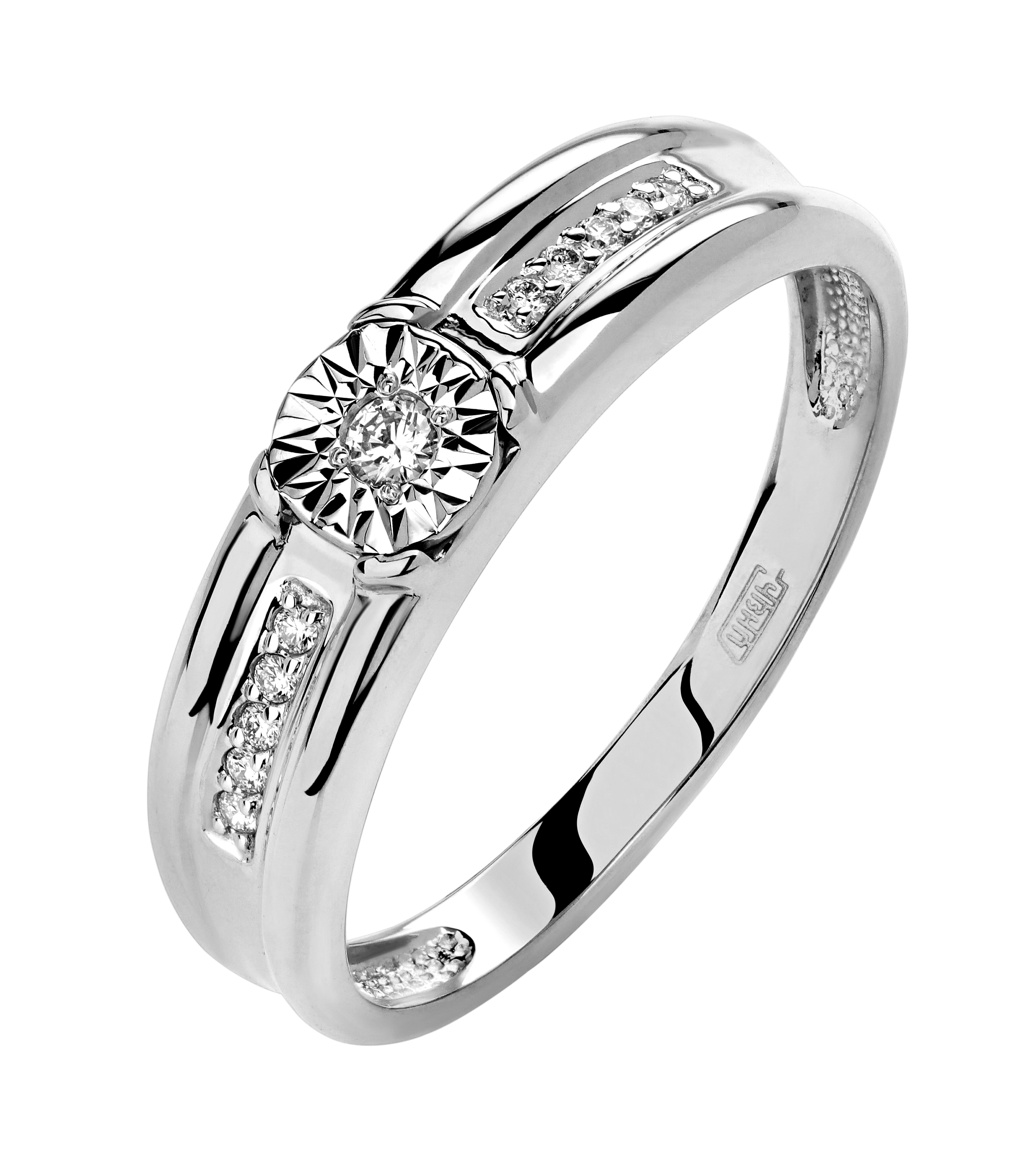 Золотое кольцо с бриллиантами белое золото Au 585 Золото