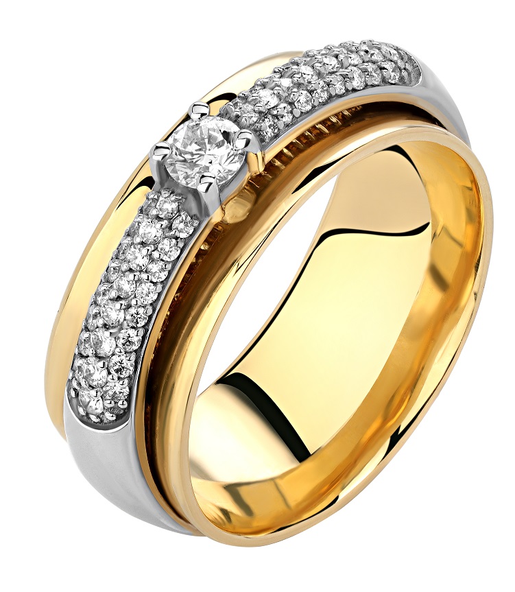 Кольцо из желтого золота 585  с бриллиантами