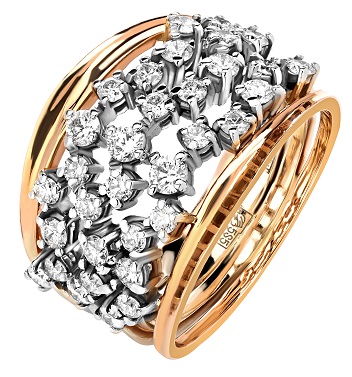 Кольцо из красного золота 585 с бриллиантами натуральными