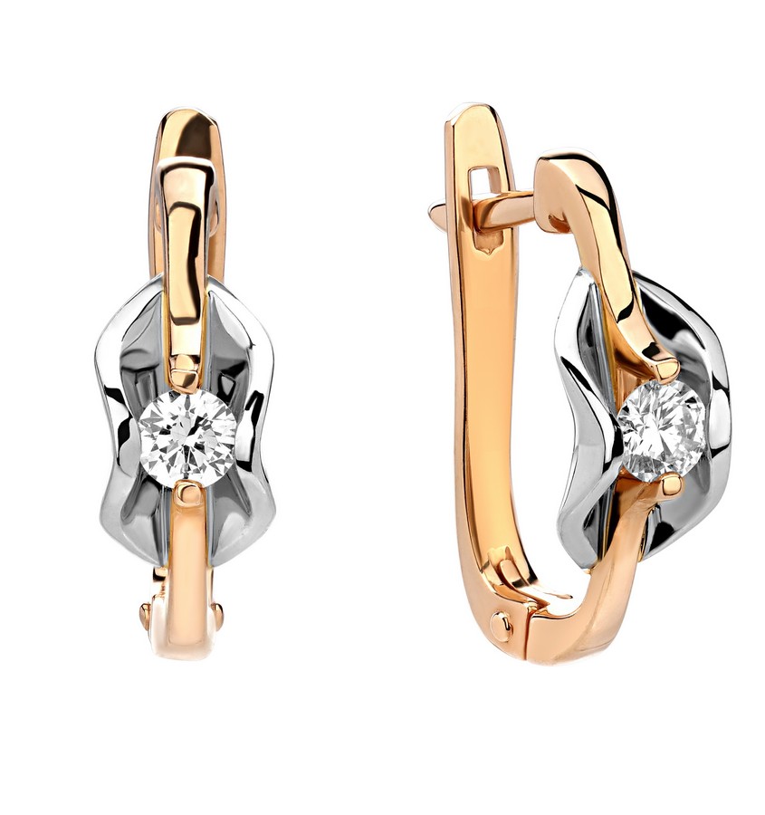 Женские серьги из красного 585 золота с бриллиантами природными