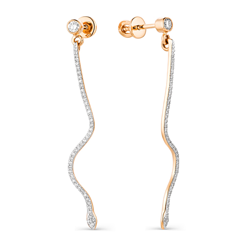 Серьги-пусеты из желтого золота 585 с бриллиантами