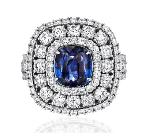 Кольцо Бриллиантовое с сапфиром 