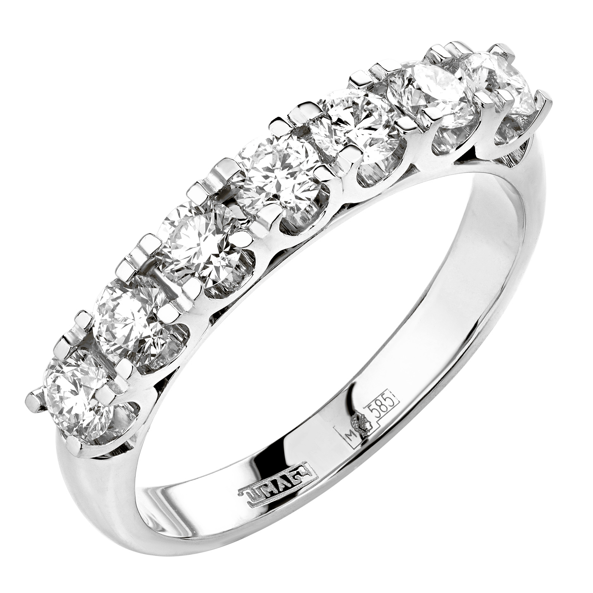 Кольцо из белого золота дорожка с бриллиантами