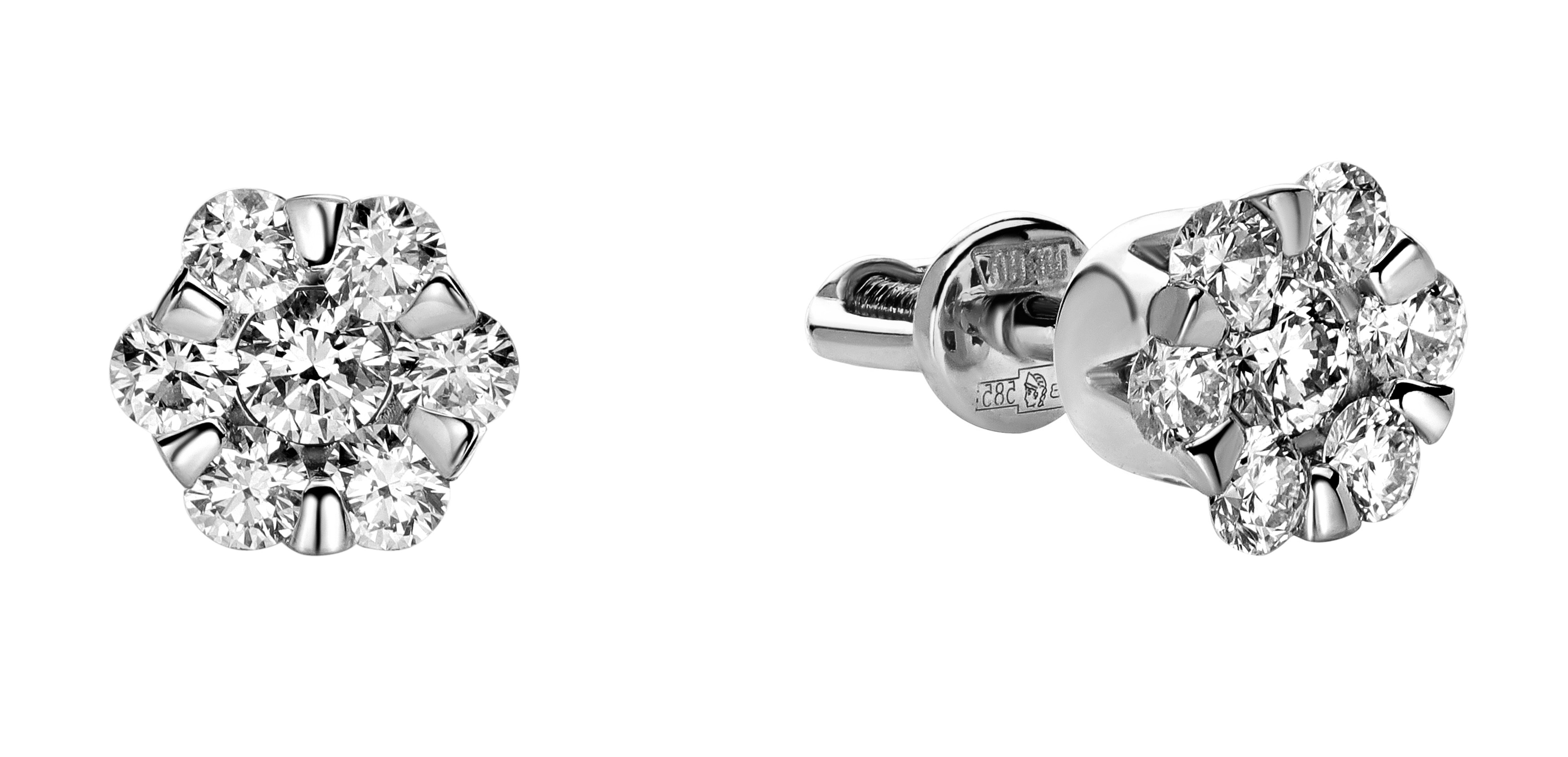 Серьги-пусеты из белого золота с бриллиантами