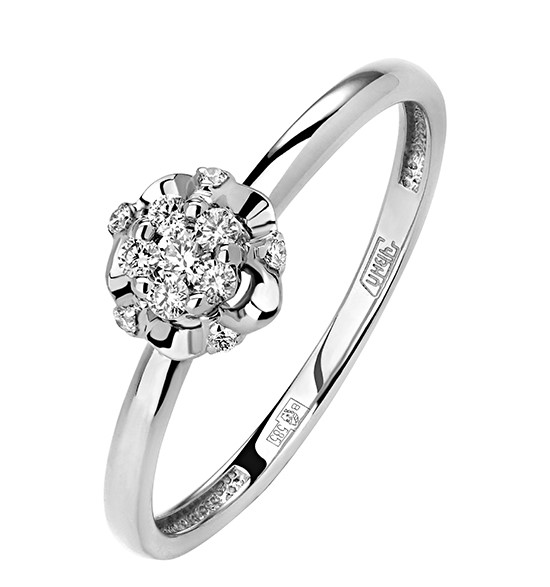 Белое кольцо помолвочное с бриллиантом
