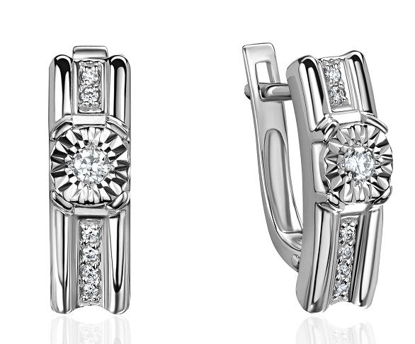Серьги из Белого золота с бриллиантами