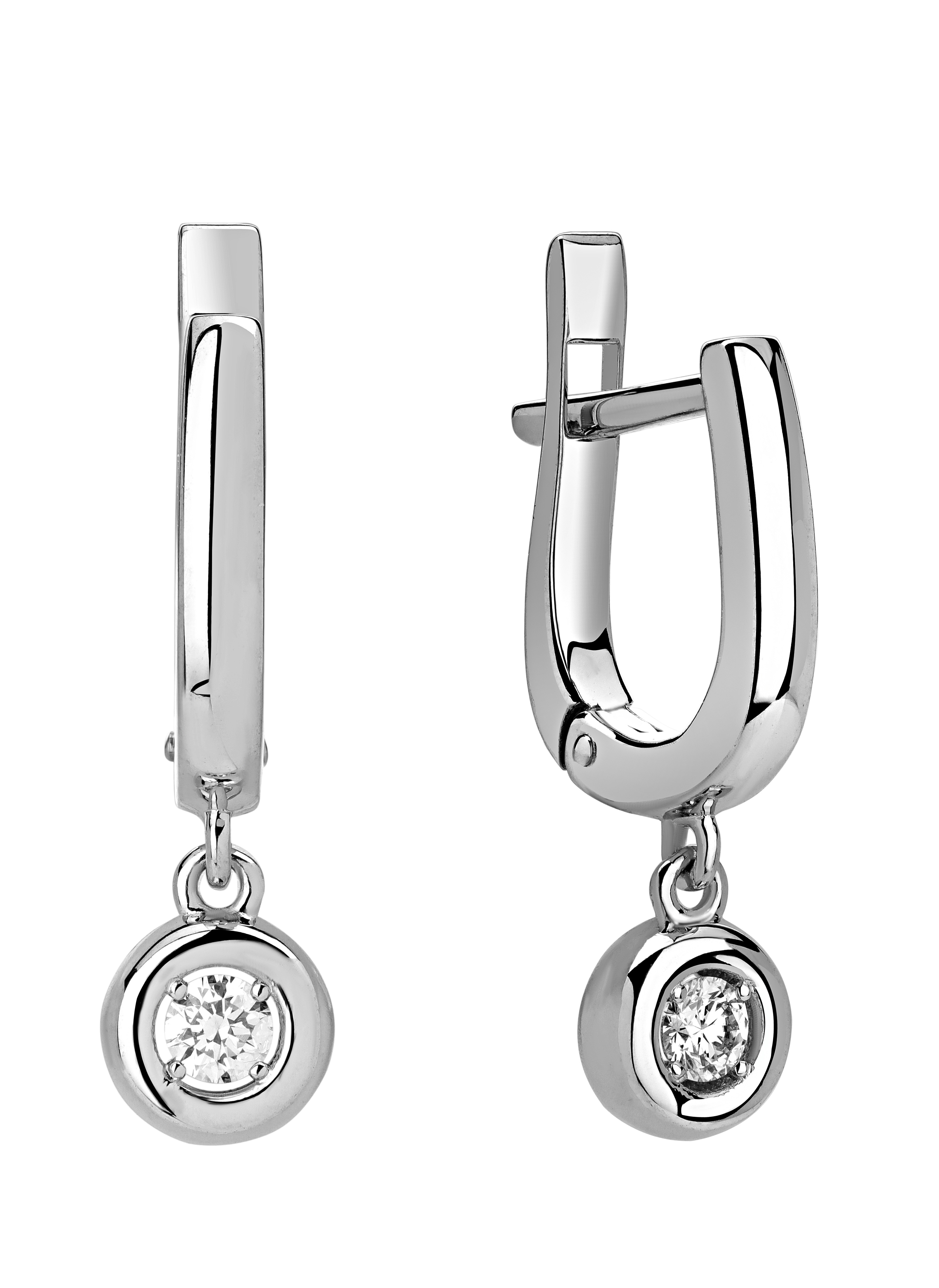 Женские серьги из белого 585 золота с бриллиантами природными