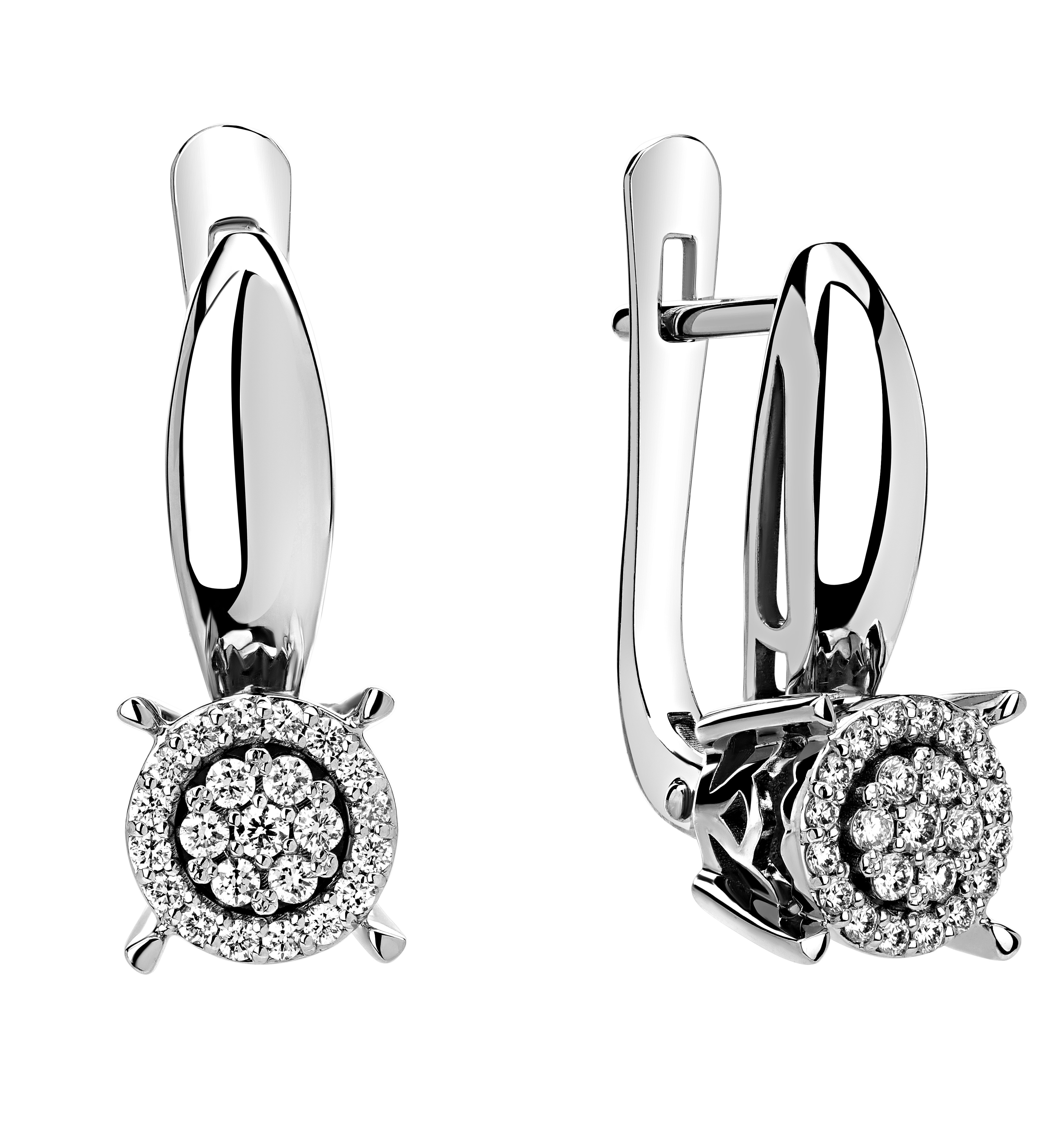 Женские серьги из белого 585 золота с бриллиантами природными