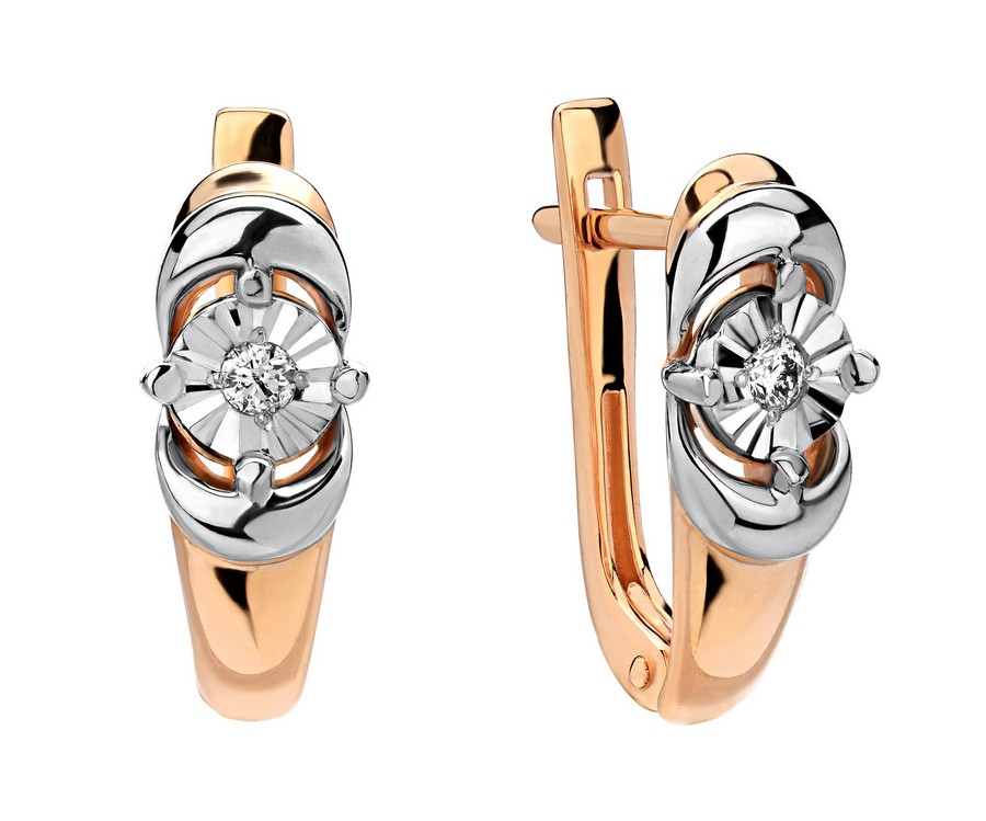 Серьги из красного 585 золота с бриллиантами природными