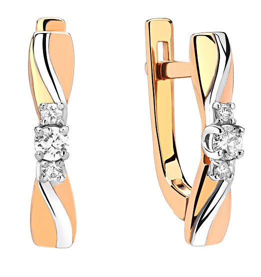 Золотые 585 серьги с бриллиантами природными