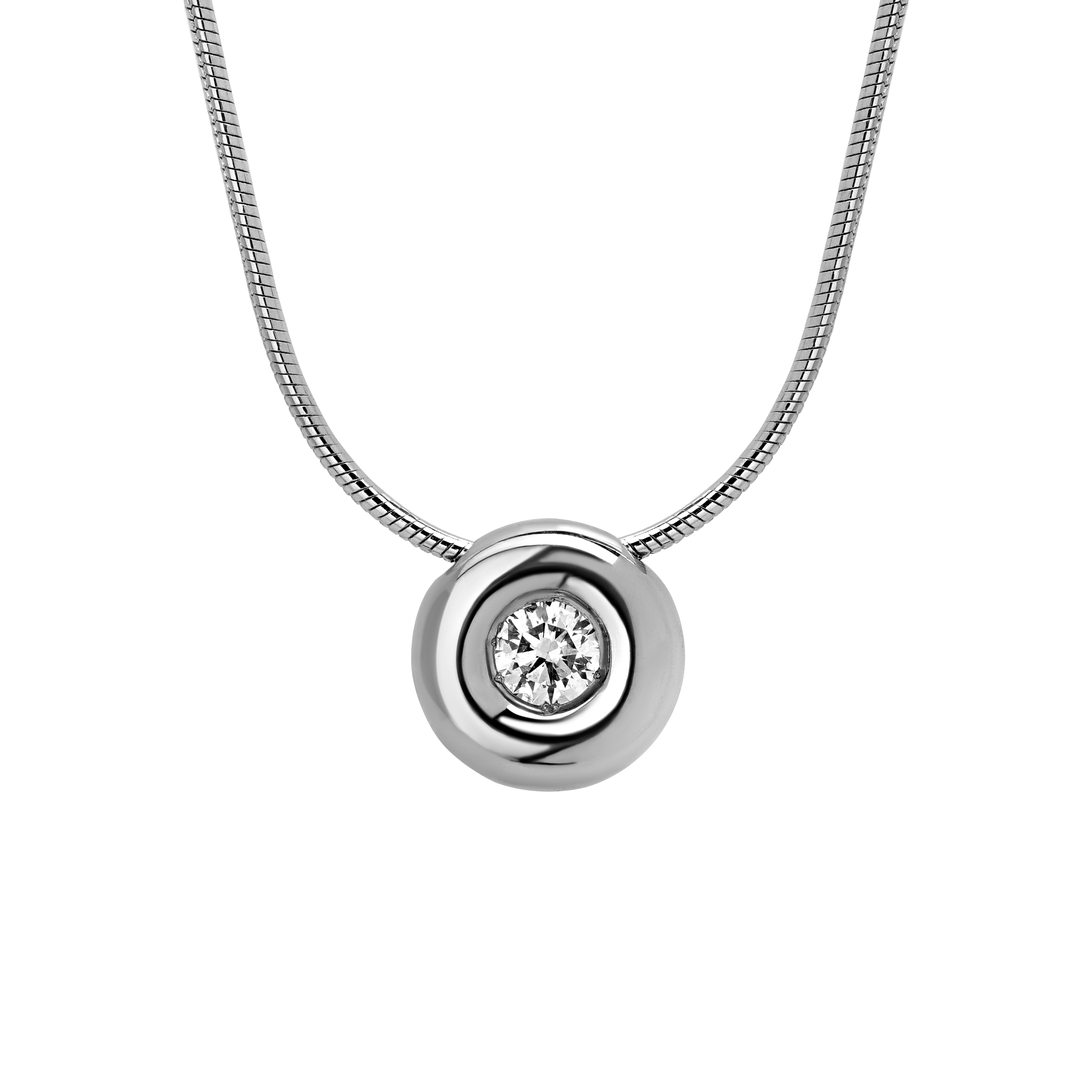 Женское колье из белого 585 золота с бриллиантом природным