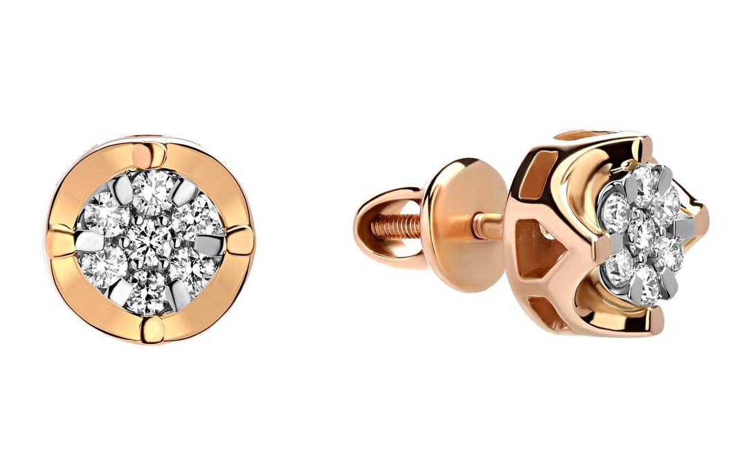 Золотые 585 серьги с бриллиантом природным