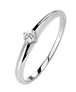 Кольцо с бриллиантом из белого золота