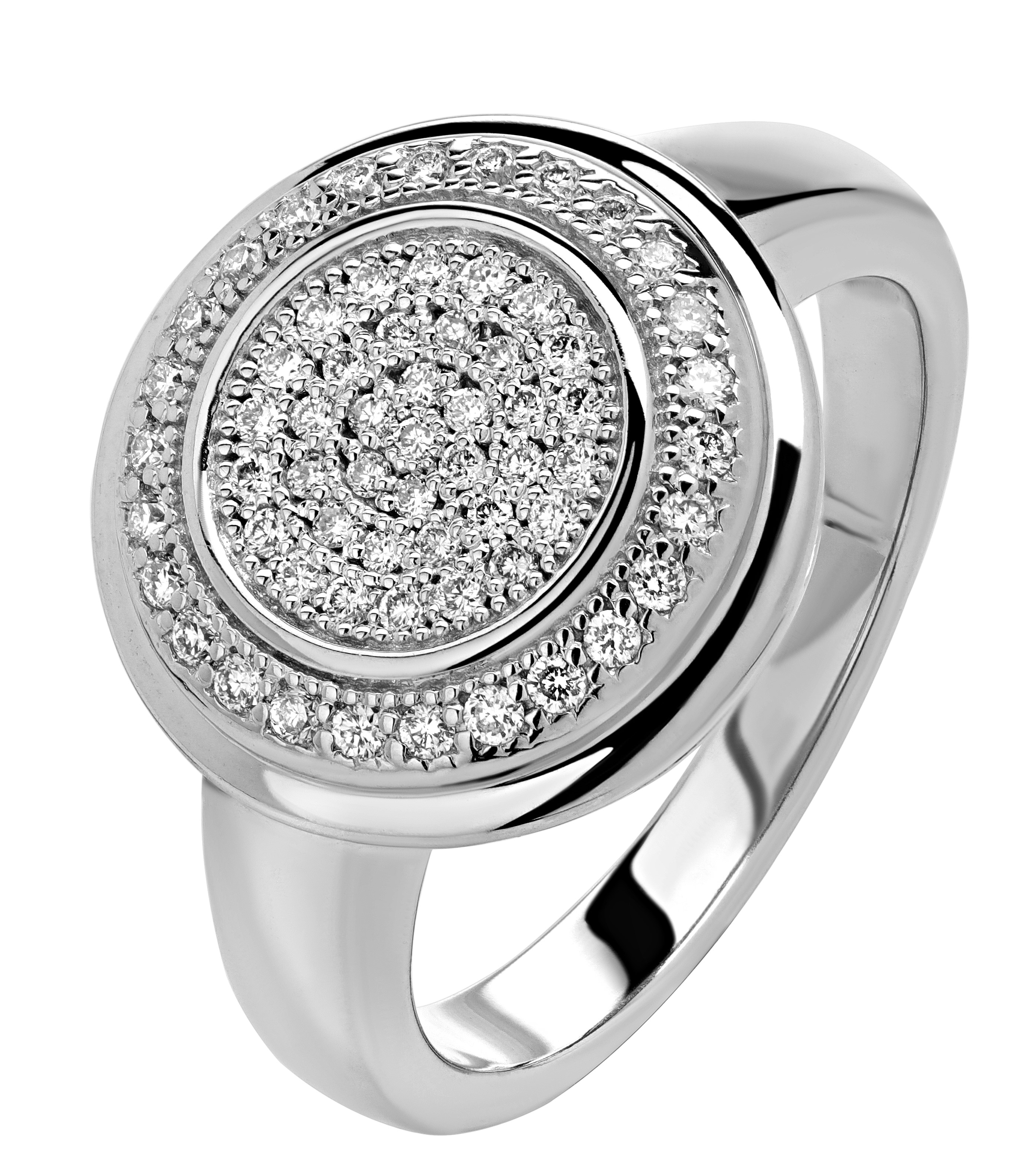 Женское белое золотое кольцо с бриллиантами