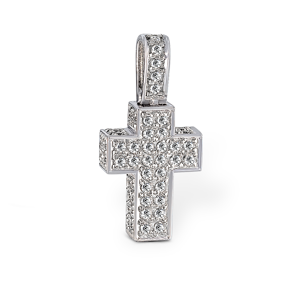 Золотой крест Au 585 с бриллиантами природными