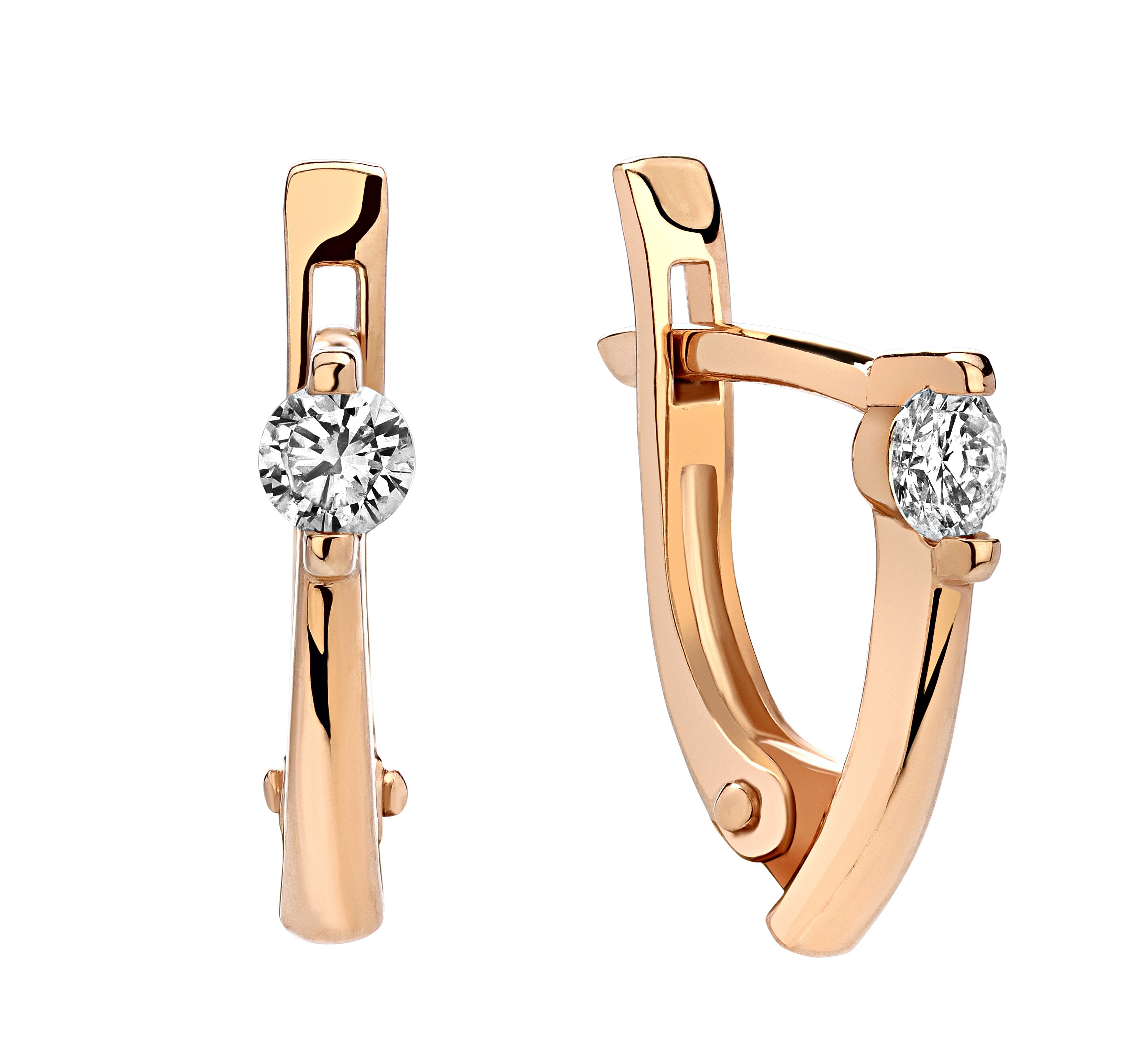 Женские серьги из красного 585 золота с бриллиантами природными