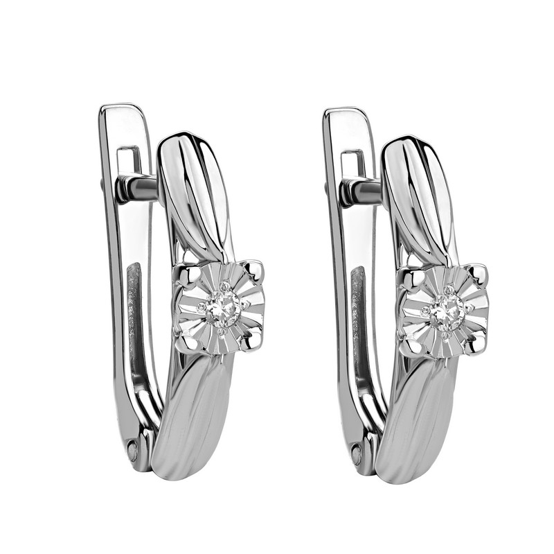 Золотые 585 серьги с бриллиантом природным