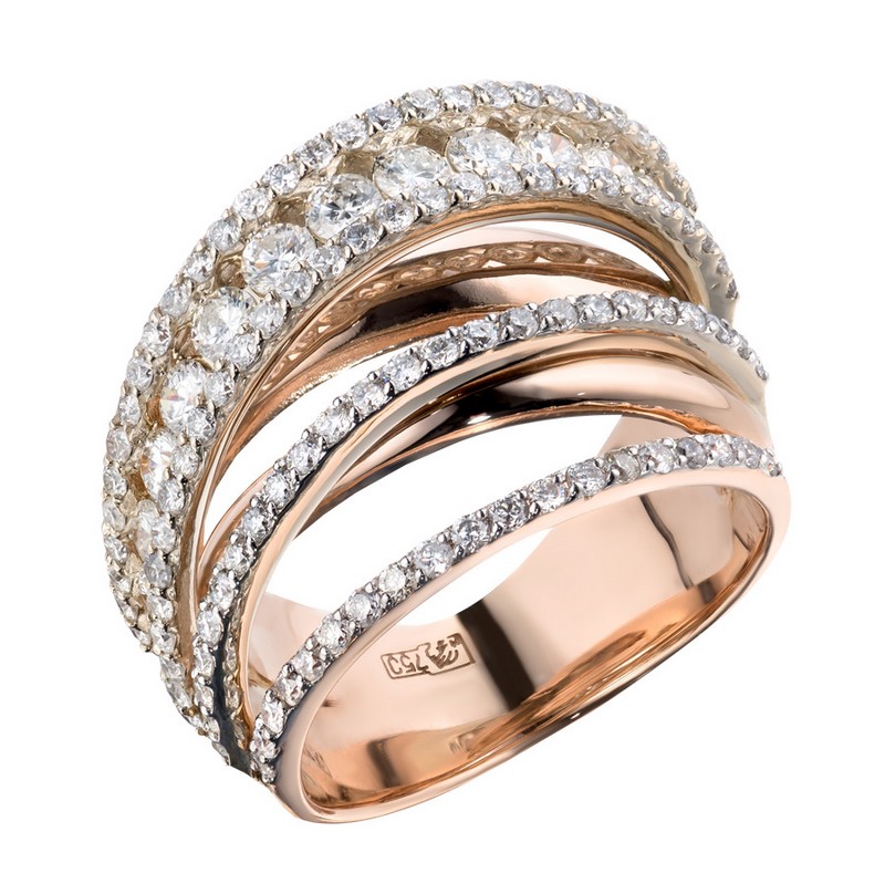 Кольцо из желтого золота 585 с бриллиантами натуральными