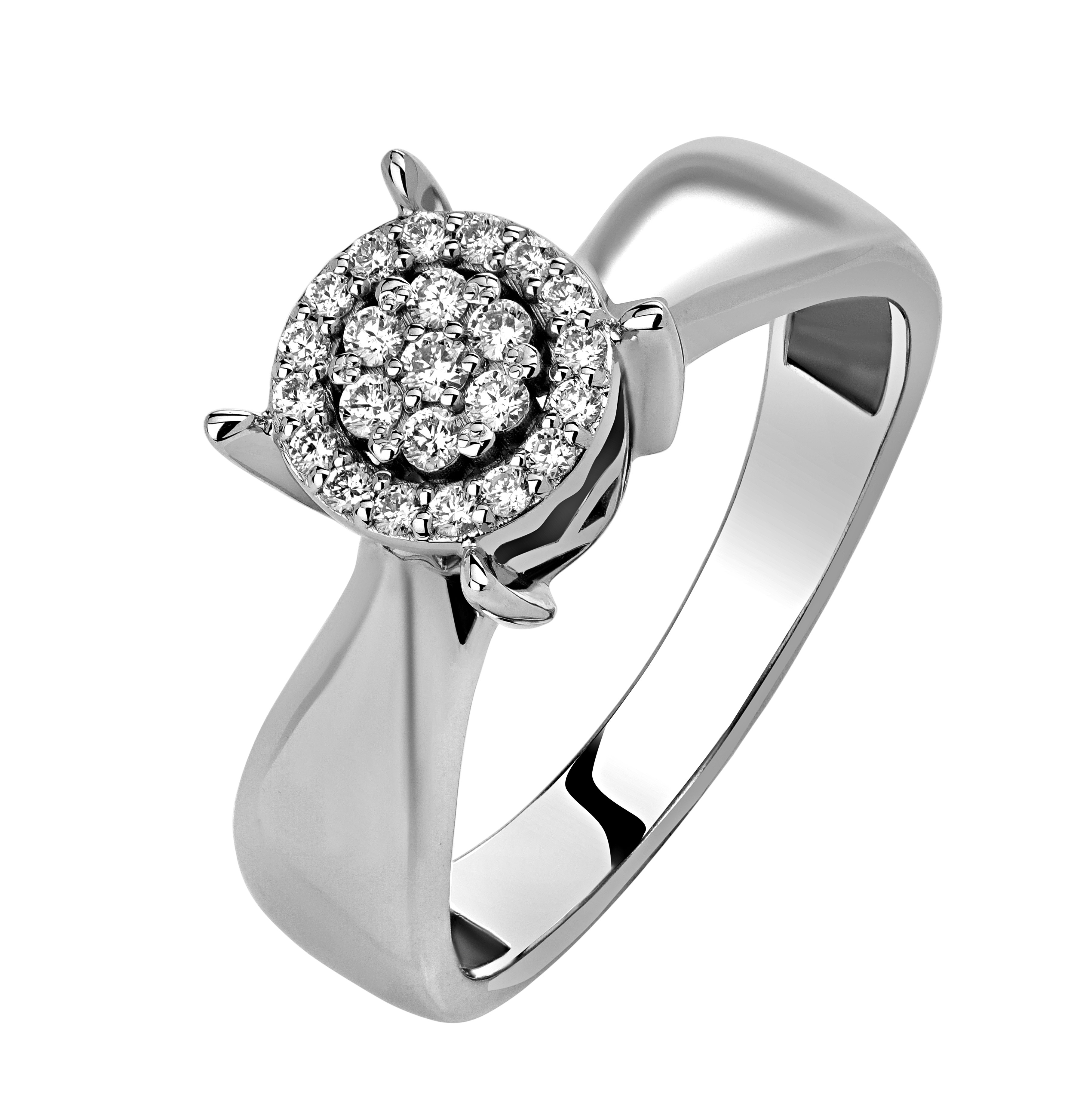 Помолвочное кольцо белое золото с бриллиантами натуральными