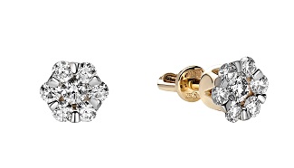 Серьги-пусеты из золота с бриллиантами