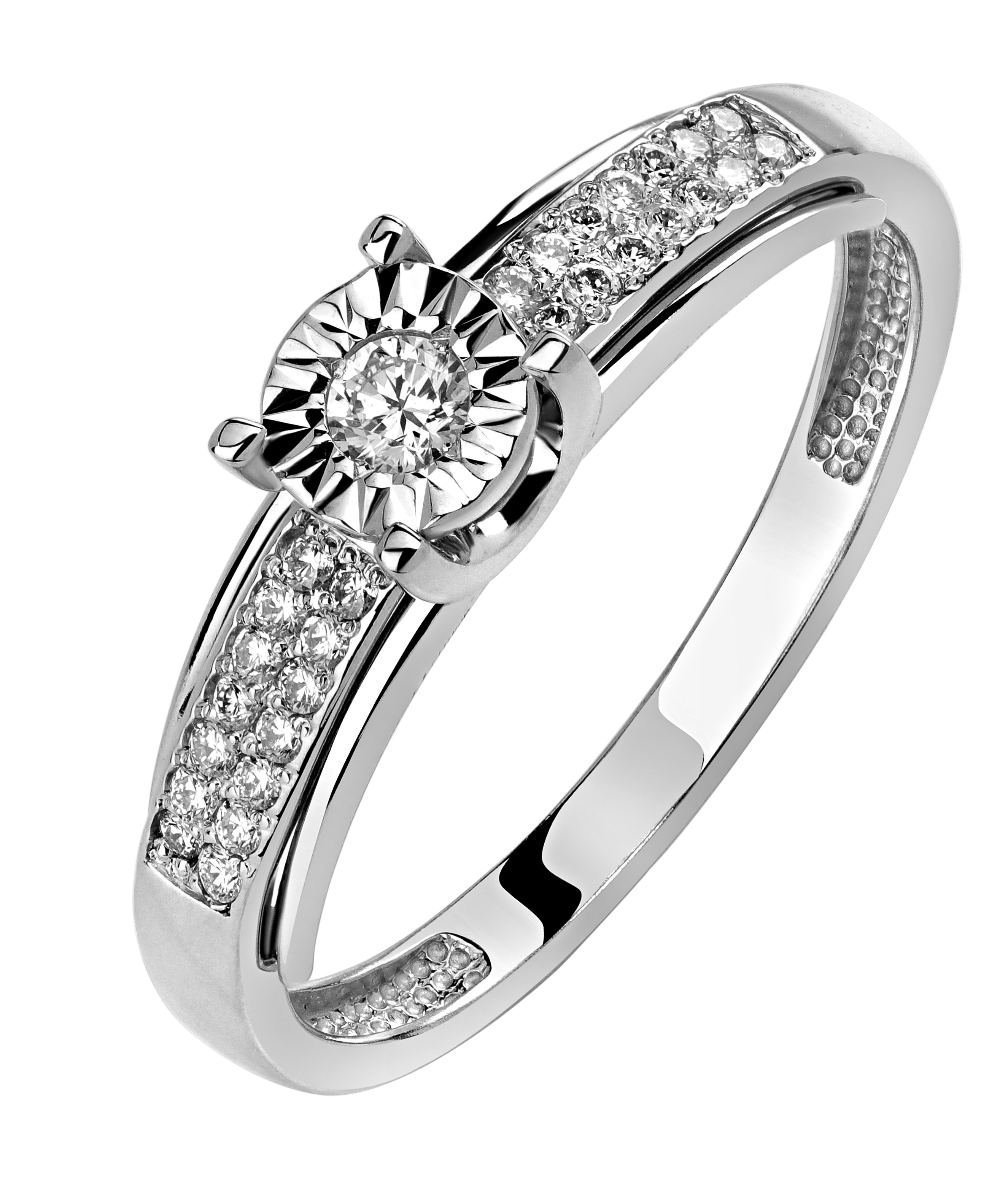 Женское белое золотое 585 кольцо с бриллиантом 