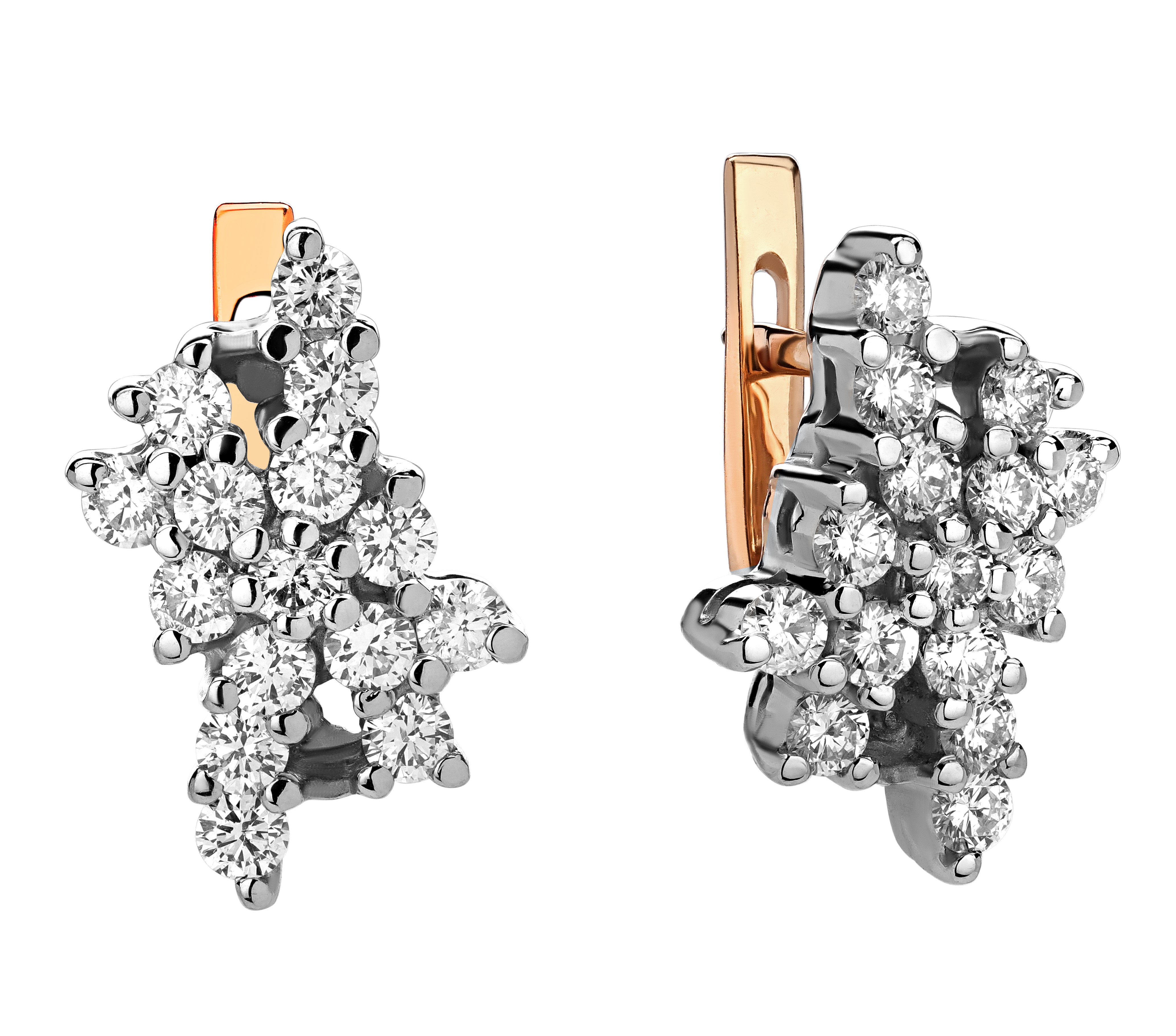 Серьги из красного 585 золота с бриллиантами природными настоящими