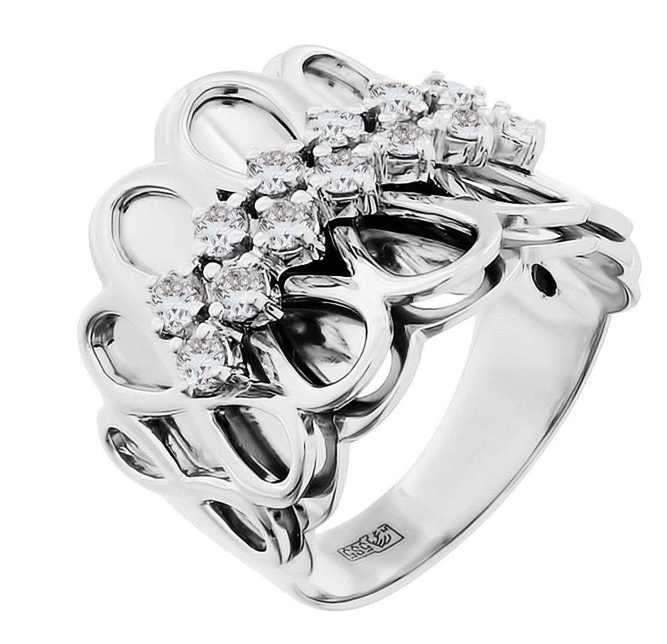 Кольцо с бриллиантами из белого золота