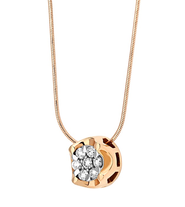 Женский кулон из желтого 585 золота с бриллиантами природными