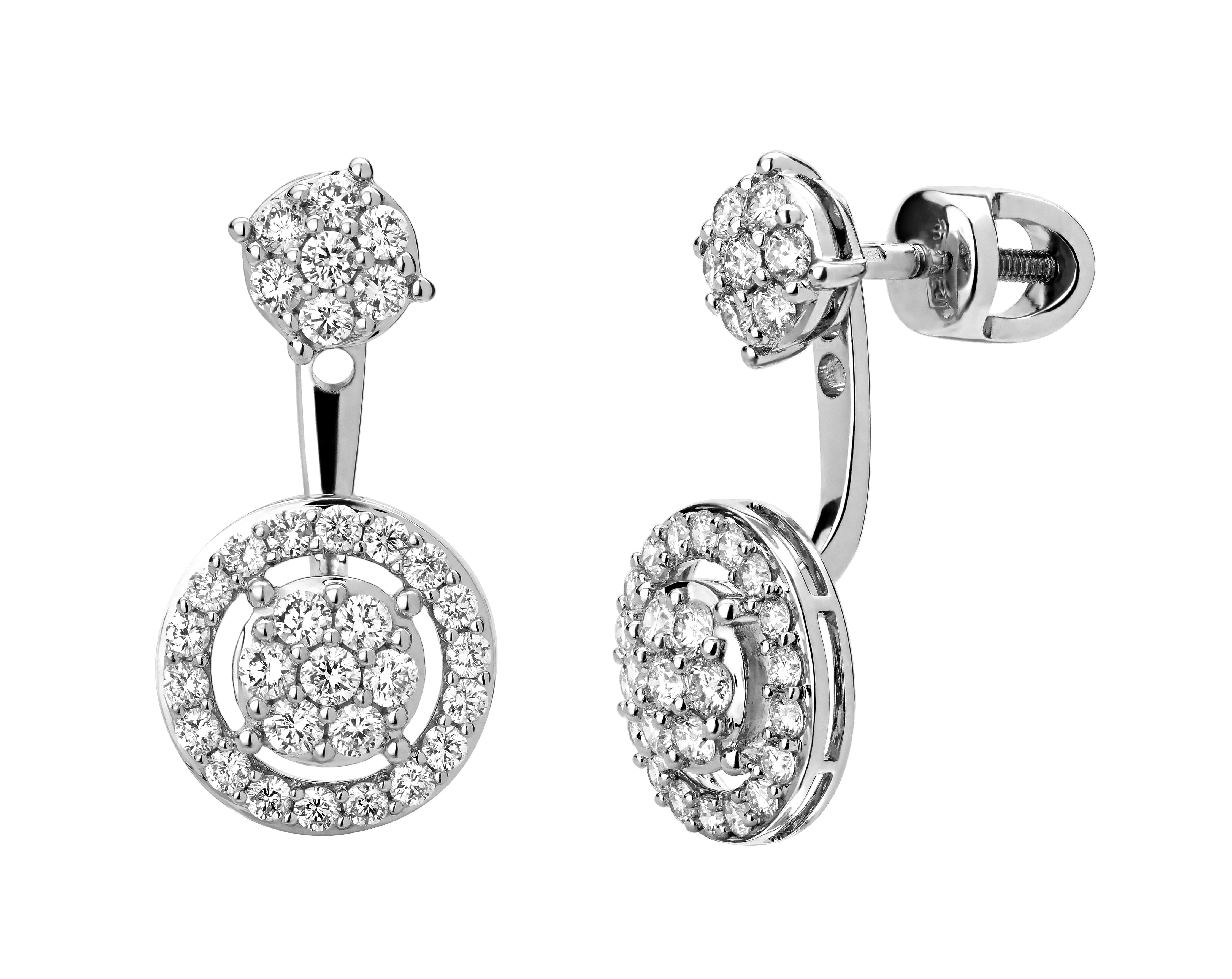 Женские серьги из белого 585 золота с бриллиантами природными