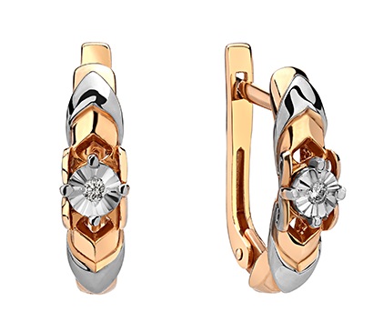 Золотые серьги с бриллиантами Au 585