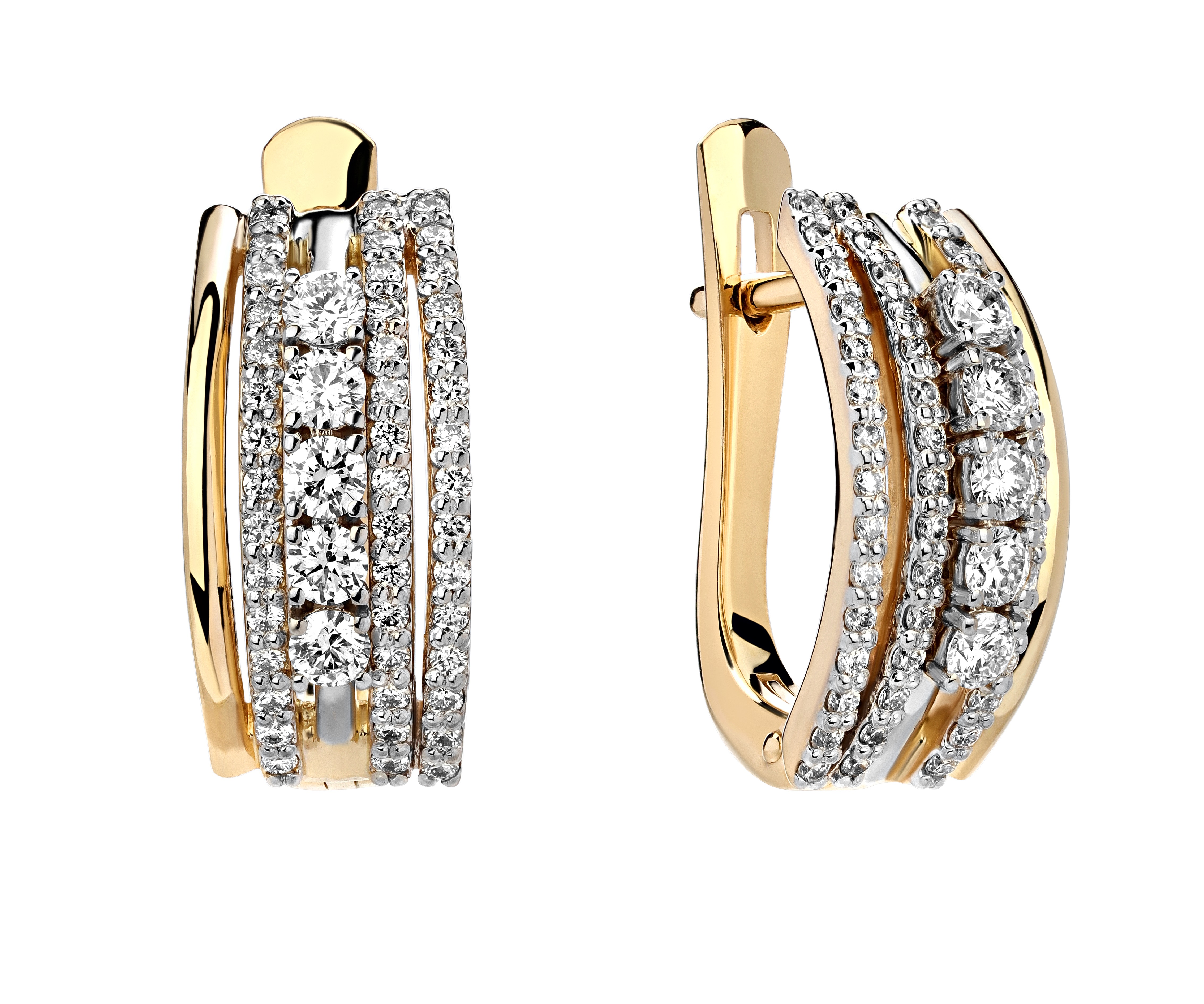 Серьги из желтого золота 585 с бриллиантами