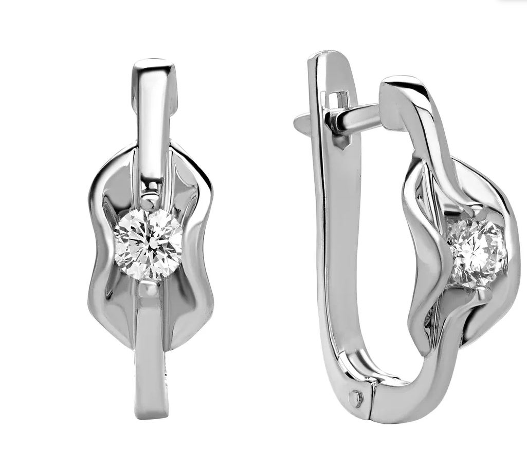 Серьги из белого 585 золота с бриллиантами