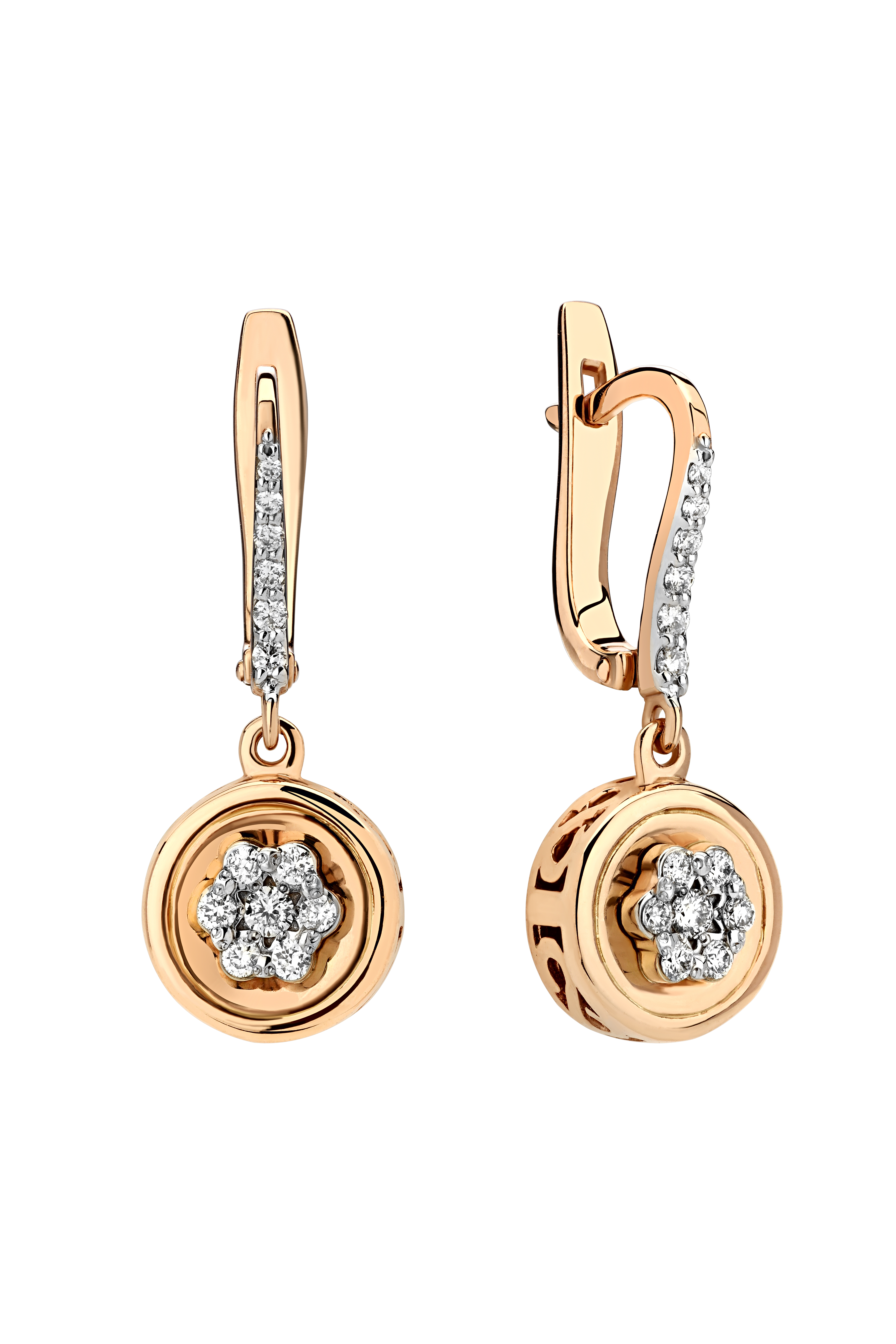 Женские серьги из красного 585 золота с бриллиантами природными