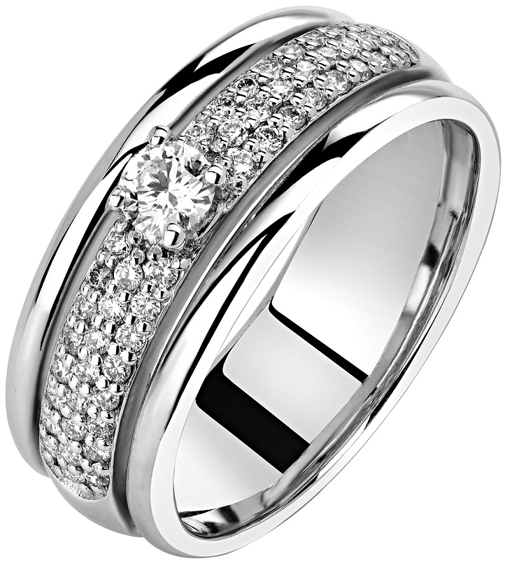 Помолвочное кольцо белое золото с бриллиантами натуральными