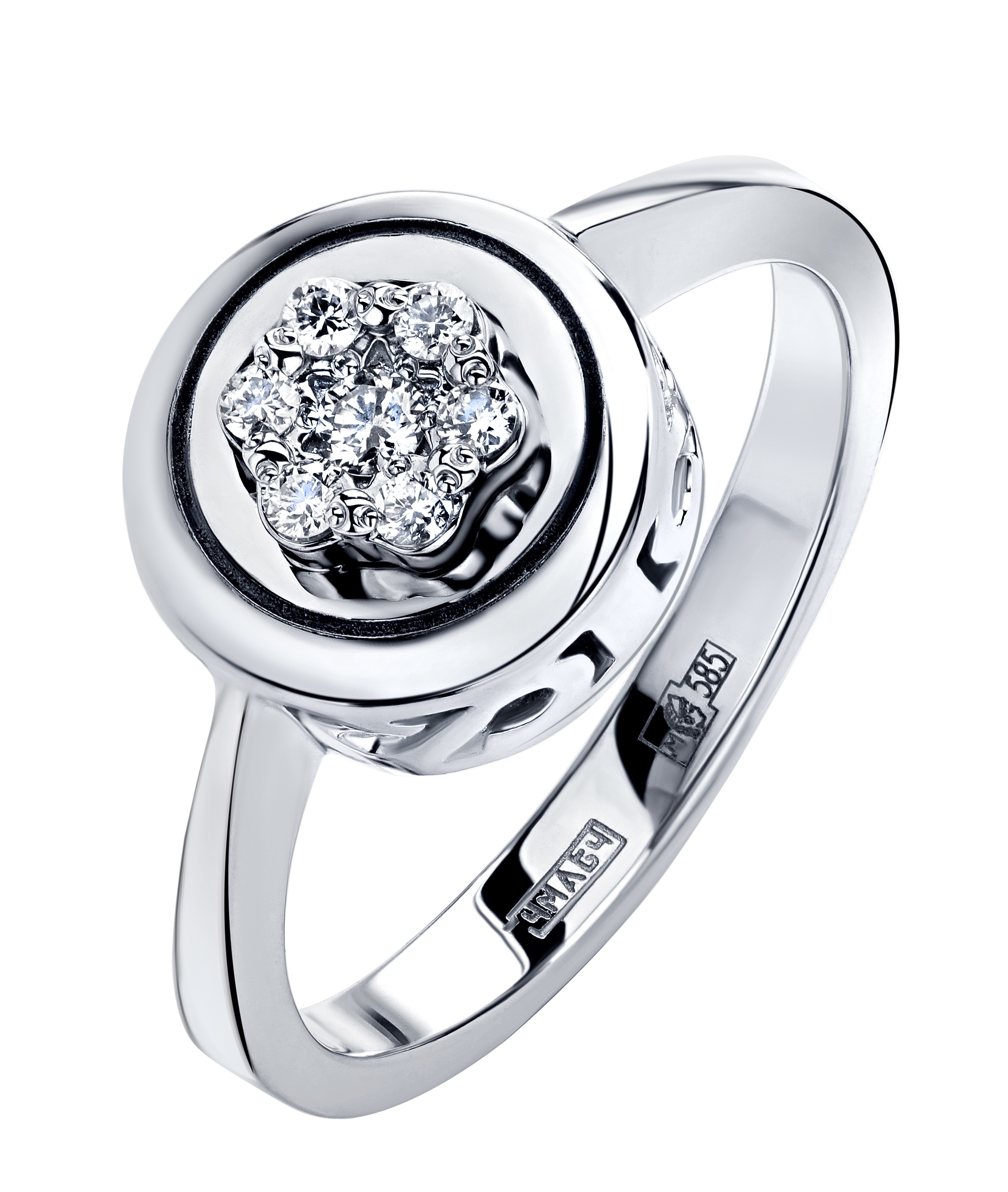 Женское кольцо из белого золота  с бриллиантами природными