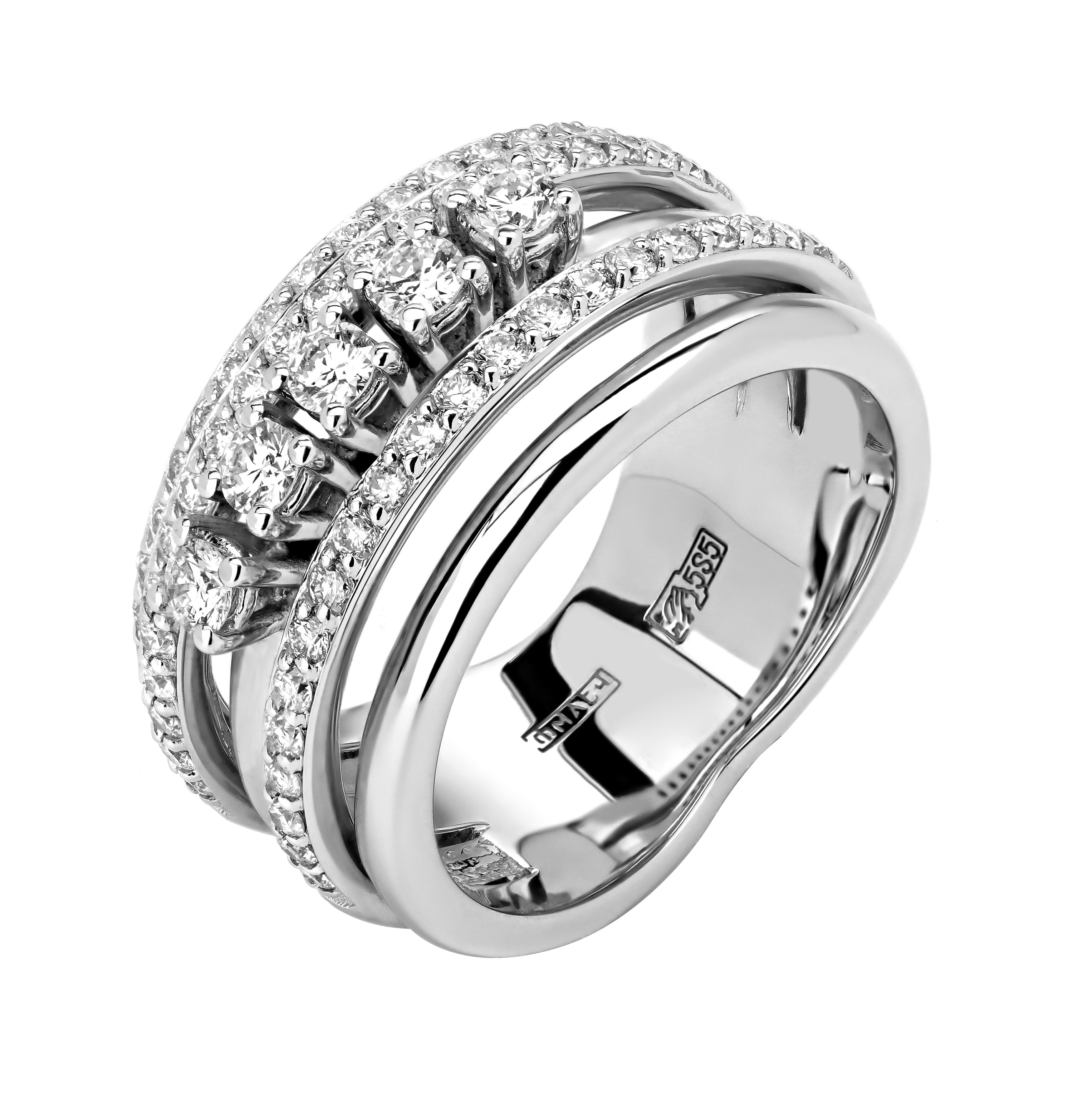 Золотое кольцо с бриллиантами белое золото Au 585