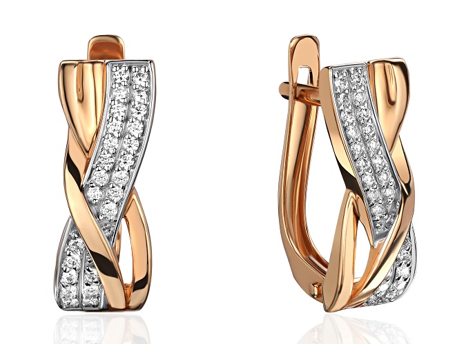 Золотые серьги с бриллиантами Au 585