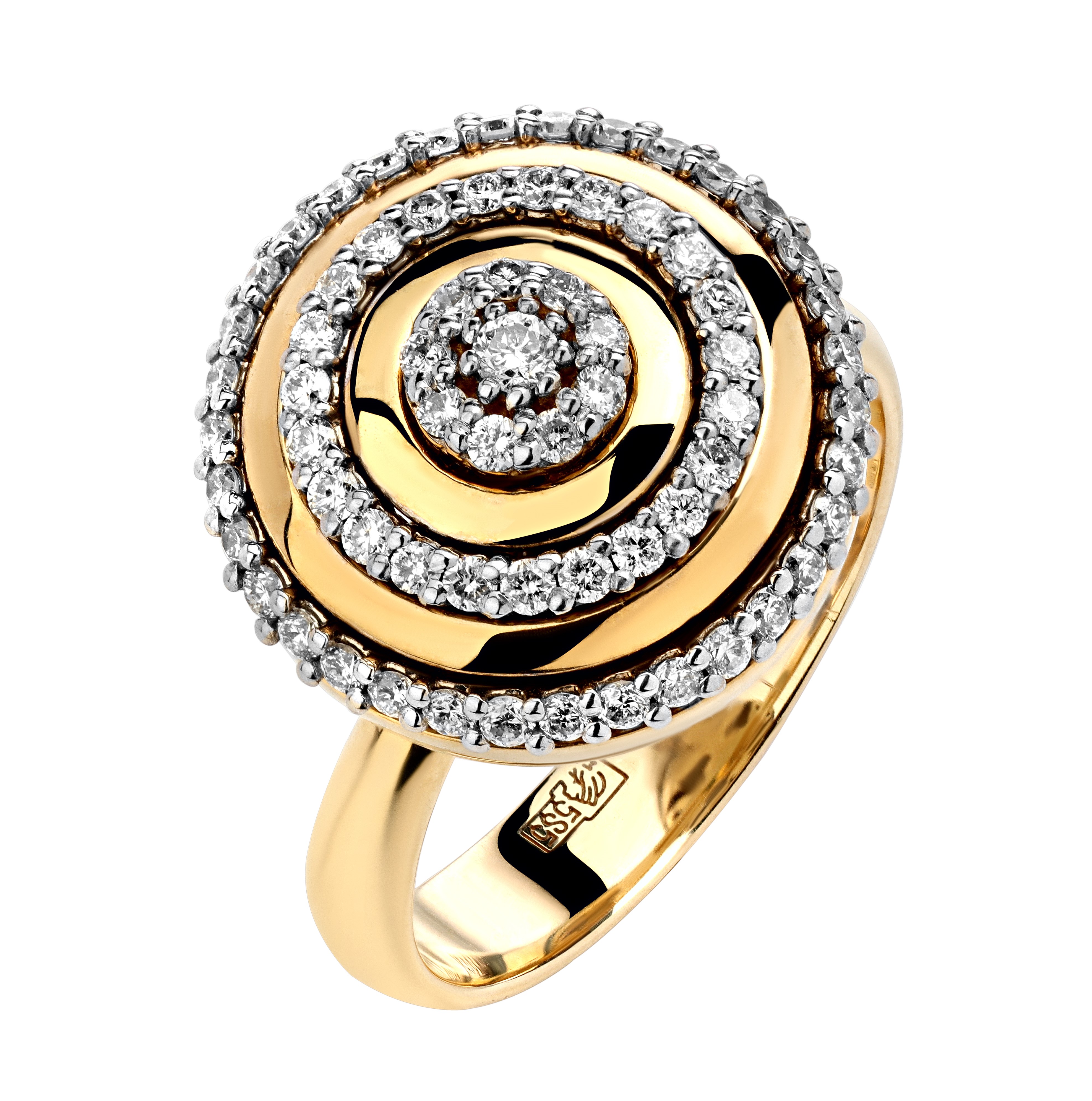 Кольцо с бриллиантами из желтого золота