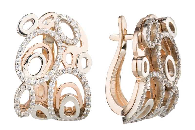 Серьги из красного 585 золота с бриллиантами природными