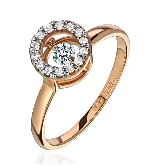 Помолвочное кольцо желтое золото с бриллиантом природным