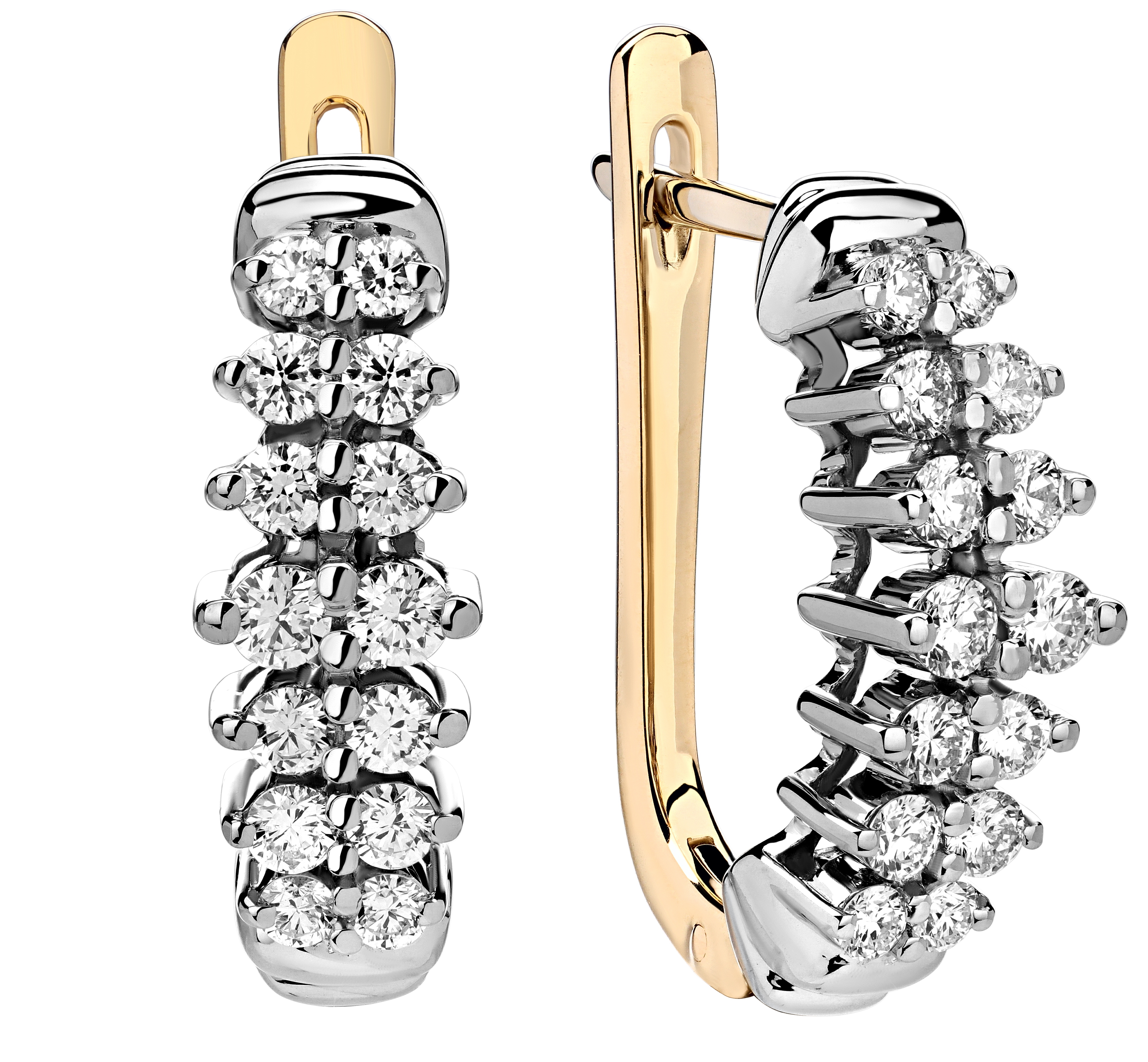 Серьги из желтого золота  дорожки 585 с бриллиантами