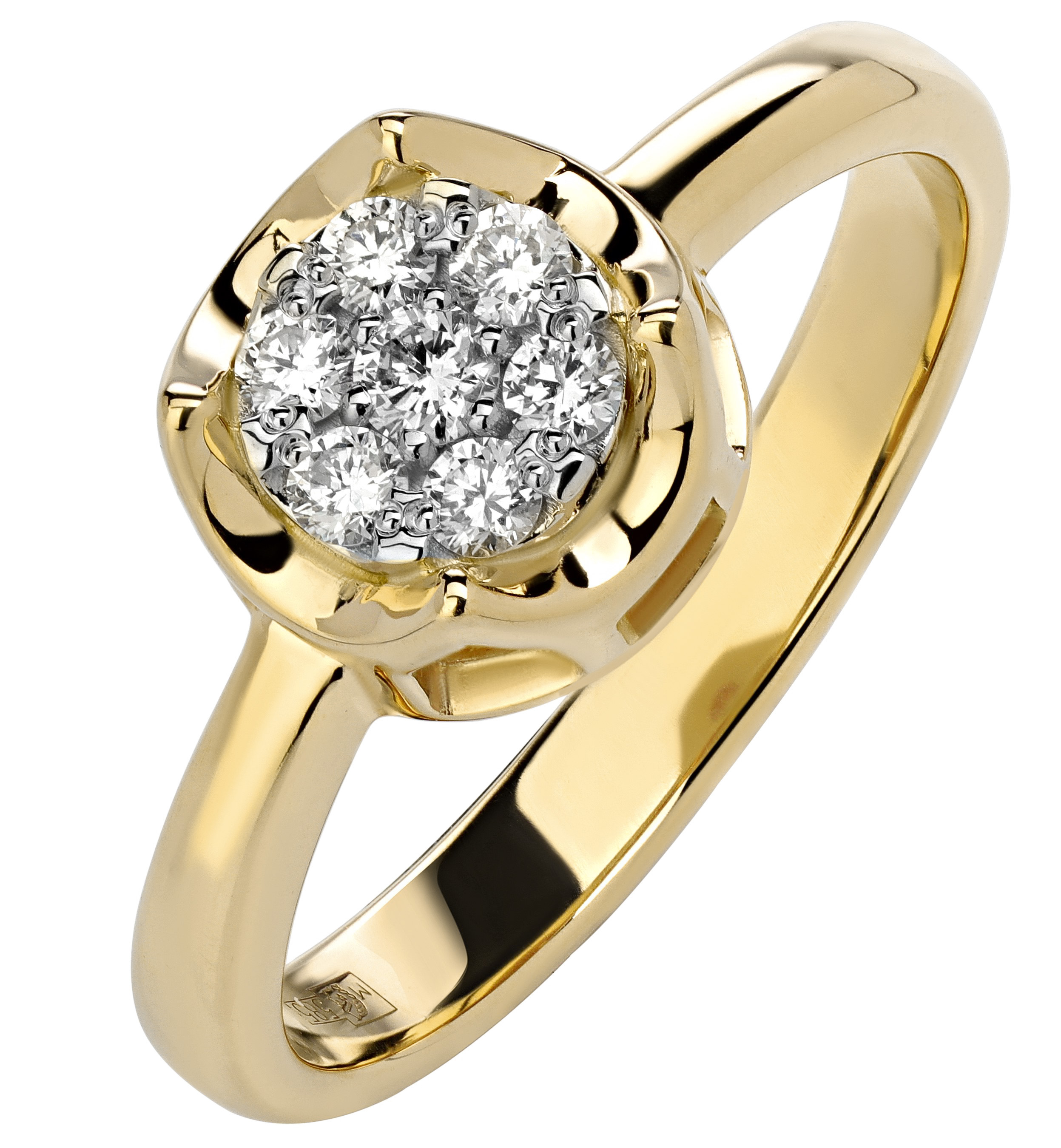 Женское кольцо из желтого золота  с бриллиантами природными