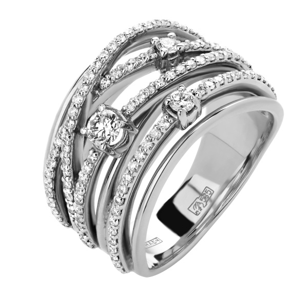 Кольцо с бриллиантами из белого золота