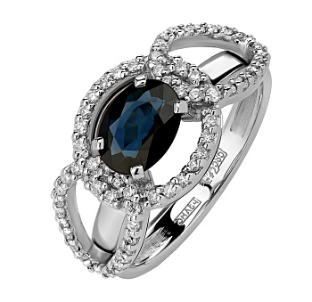 Кольцо с бриллиантами и сапфиром