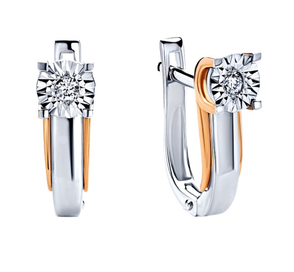 Серьги из желтого золота с бриллиантами