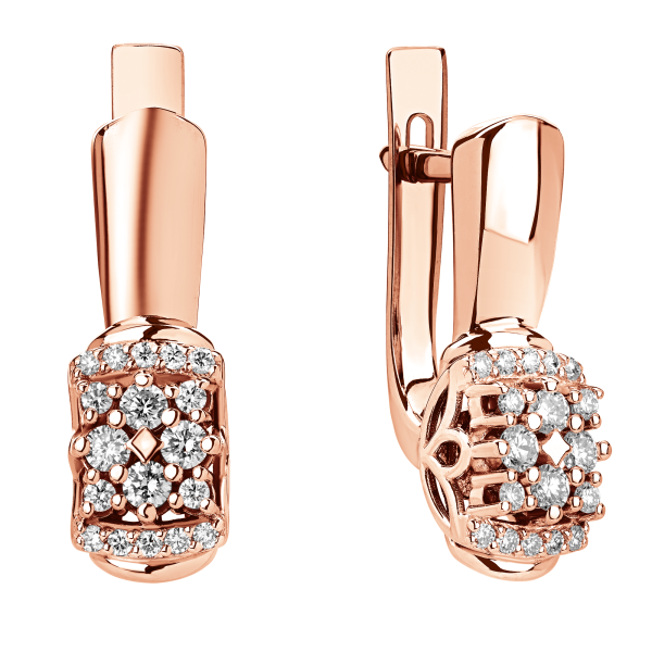 Женские серьги с бриллиантами из красного золота 585 