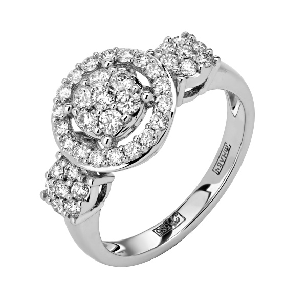 Помолвочное кольцо белое золото с бриллиантами природными