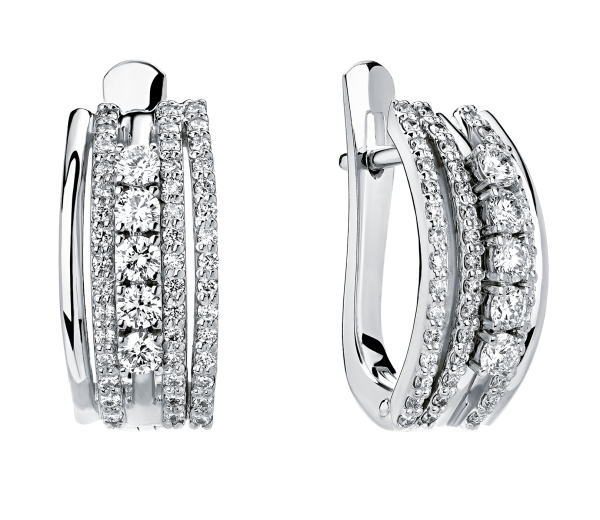 Серьги из белого 585 золота с бриллиантами