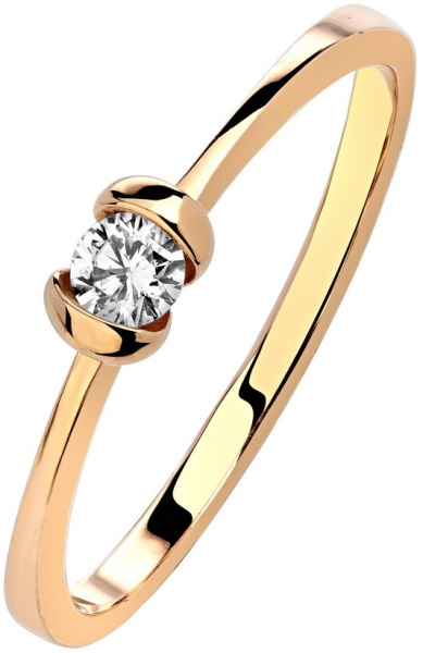 Желтое 585 золотое кольцо с бриллиантом