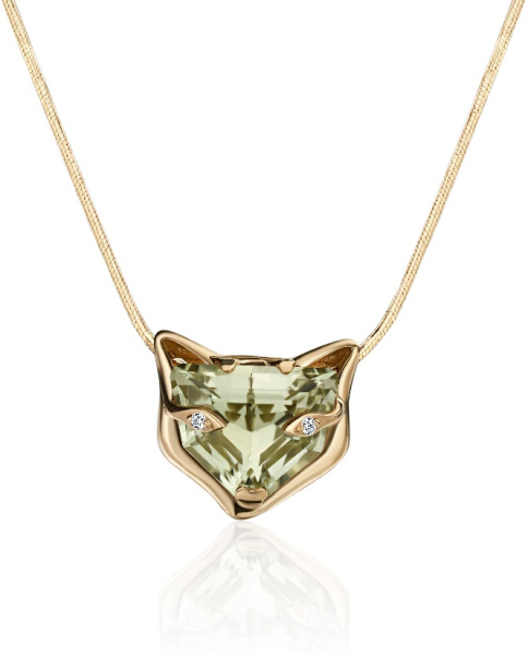 Золотая дизайнерская подвеска Кошка с бриллиантами Au 585